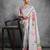 Cream multicolor floral embroidered poly chiffon saree