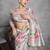 Cream multicolor floral embroidered poly chiffon saree
