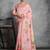 Pink cream floral mirror work poly georgette saree
