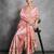 Pink cream floral mirror work poly georgette saree