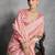 Pink cream floral mirror work poly georgette saree