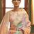 Sea green red floral sequinned saree