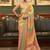 pink pink & yellow colourblocked zari organza banarasi saree