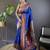 blue woven design zari silk blend paithani saree