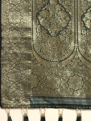 green embellished sequinned art silk saree 5