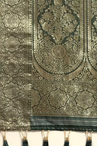 green embellished sequinned art silk saree