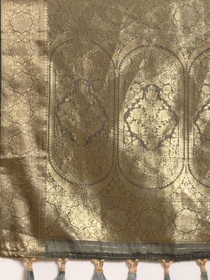 grey embellished sequinned art silk saree 5