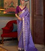 lavender striped woven design banarasi saree