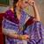 lavender striped woven design banarasi saree