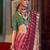 Pink green floral embroidered silk blend saree