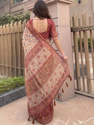 off_white kalamkari pure cotton saree 2