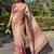 cream ethnic motifs printed pure cotton saree