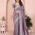lavender ethnic motifs embroidered saree with blouse piece