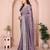 lavender ethnic motifs embroidered saree with blouse piece