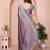lavender ethnic motifs embroidered saree with blouse piece