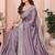 lavender ethnic motifs embroidered saree with blouse piece