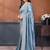 blue embellished embroidered silk blend heavy work saree
