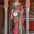 red red & green abstract printed zari patola saree