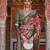 red red & green abstract printed zari patola saree