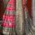 red red & green abstract printed zari patola saree