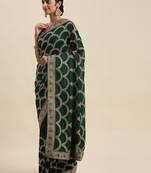 green green embroidered silk blend saree