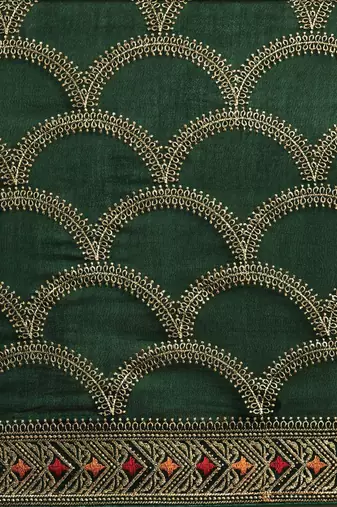 green green embroidered silk blend saree