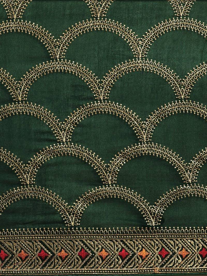 green green embroidered silk blend saree