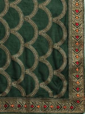green green embroidered silk blend saree 4