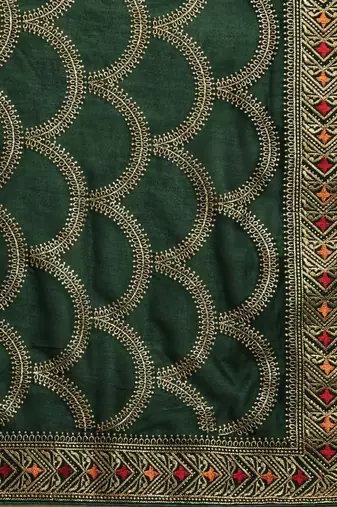 green green embroidered silk blend saree