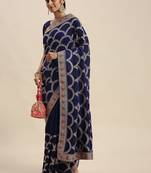 navy_blue navy blue vichitra embroidered silk blend saree