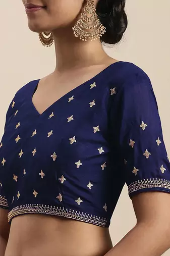 navy_blue navy blue vichitra embroidered silk blend saree