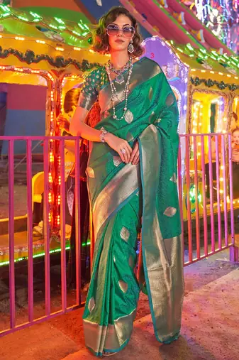 Red white floral zari silk blend paithani saree