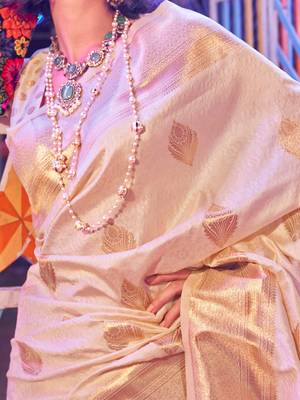 White green floral printed pure chiffon muga saree 4