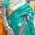 Blue brown floral zari pure chiffon designer muga saree