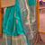 Blue brown floral zari pure chiffon designer muga saree