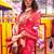 Peach brown floral zari pure chiffon designer muga saree with blouse piece
