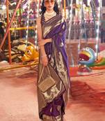 purple woven design zari banarasi saree