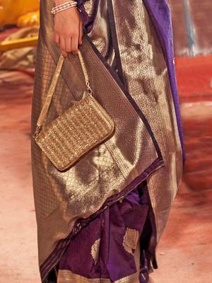 purple woven design zari banarasi saree 4