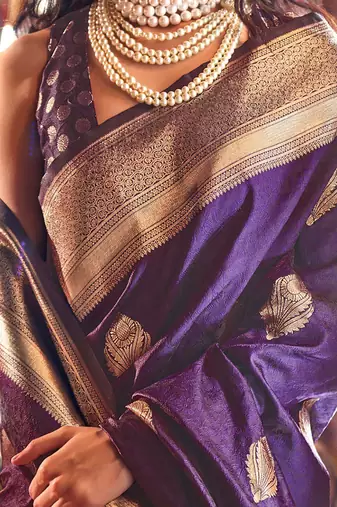 purple woven design zari banarasi saree