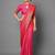 Pink black ready to wear floral satin block print saree