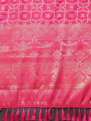 Pink black ready to wear floral satin block print saree 4