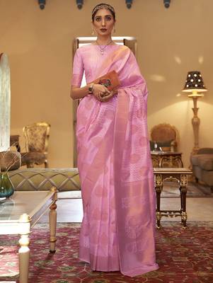 Green off white ready to wear floral satin block print saree 1