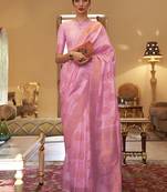 Green off white ready to wear floral satin block print saree
