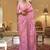 Green off white ready to wear floral satin block print saree