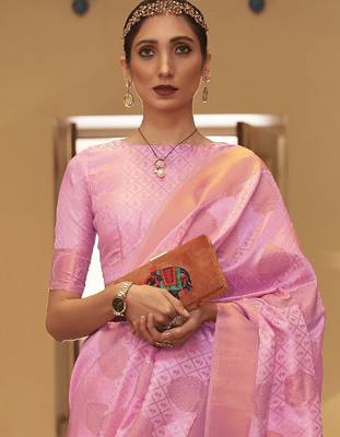 Green off white ready to wear floral satin block print saree 3