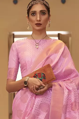 Green off white ready to wear floral satin block print saree
