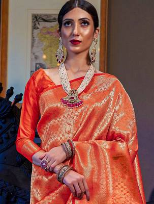 Blue off white ready to wear floral satin block print saree 2