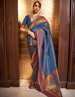 Purple multicolor ready to wear floral satin block print saree 1