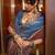 Purple multicolor ready to wear floral satin block print saree