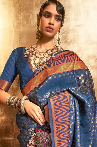 Purple multicolor ready to wear floral satin block print saree